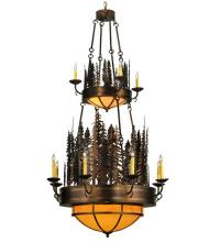  133303 - 40" Wide Walden Pine 14 Light Two Tier Chandelier