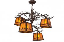  158068 - 28"W Pine Branch Valley View 4 LT Chandelier