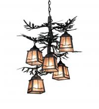  225365 - 28" Wide Pine Branch Valley View 5 Light Chandelier