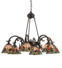  27399 - 32"W Tiffany Rosebush 6 LT Chandelier