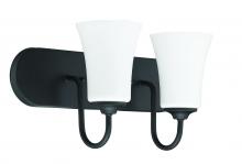  50402-FB-WG - Gwyneth 2 Light Vanity in Flat Black (White Glass)