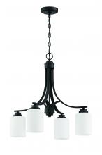  50524-FB-WG - Bolden 4 Light Chandelier in Flat Black (White Glass)