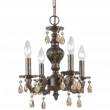  5024-VB-GT-MWP - Paris Market 4 Light Golden Teak Hand Cut Crystal Venetian Bronze Mini Chandelier