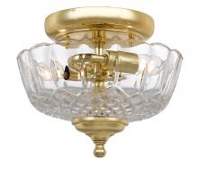  55-SF-PB - Crystorama 2 Light Polished Brass Crystal Semi Flush Mount