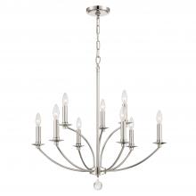  MIL-8009-PN - Mila 9 Light Polished Nickel Chandelier