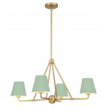  XAV-B9304-VG-GR - Xavier 4 Light Vibrant Gold + Green Chandelier