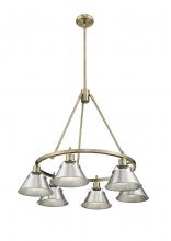 Golden 3306-6 AB-PW - Orwell 6-Light Chandelier in Aged Brass with Pewter