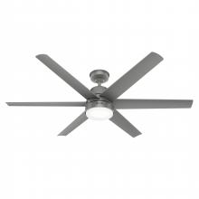  51876 - Hunter 60 in Skysail Matte Silver WeatherMax Indoor/Outdoor Ceiling Fan with LED LT Kit & Wall Ctrl