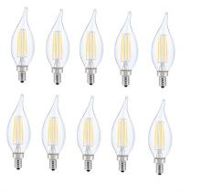  E12LED126-10PK - LED E12 Candelabra, Flame Tip, 5000k, 300 Degree, Cri80, Es, Ul, 6w, 40w Equivalent, 15000hrs, Lm480