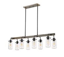  70109 - Vivio Roxton 8-Light Island Clear Glass - MB with Wood Style Accents