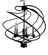  70142 - Vivio Kaleesi 5-Light Candle Base Spiral Braid Cage Pendant - Matte Black/Brushed Nickel