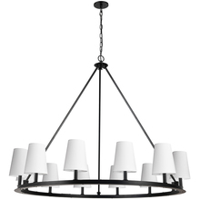  CLB-5212C-MB-790 - 12 Light Incandescent Chandelier, Matte Black with White Shades