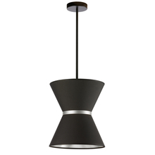  CTN-121P-MB-697 - 1 Light Incandescent Pendant, Matte Black with Silver Ring Black / Silver Shade