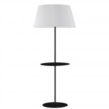  GTC-R641F-MB-WH - 1 Light Incandescent Round Base Floor with Shelf Matte Black with White Shade