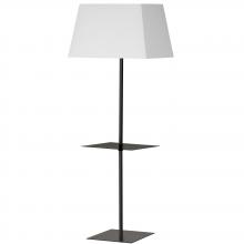  GTC-S641F-MB-WH - 1 Light Incandescent Square Base Floor with Shelf Matte Black with White Shade