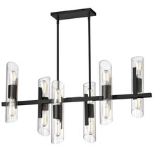  SAM-4012HC-MB - 12 Light Horizontal Matte Black Chandelier w/ Clear Fluted Glass