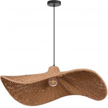  SMA-401P-MB - 1 Light Incandescent Pendant with Wavy Wicker Shade