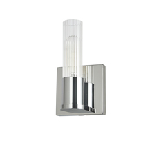  TBE-41W-PC - 1 Light Incand Wall Sconce, Polished Chrome w/ Clear Fluted Glass