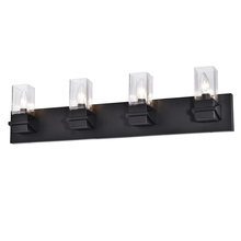  VER-324W-MB - 4 Light Incandescent Vanity, Matte Black w/ Clear Glass